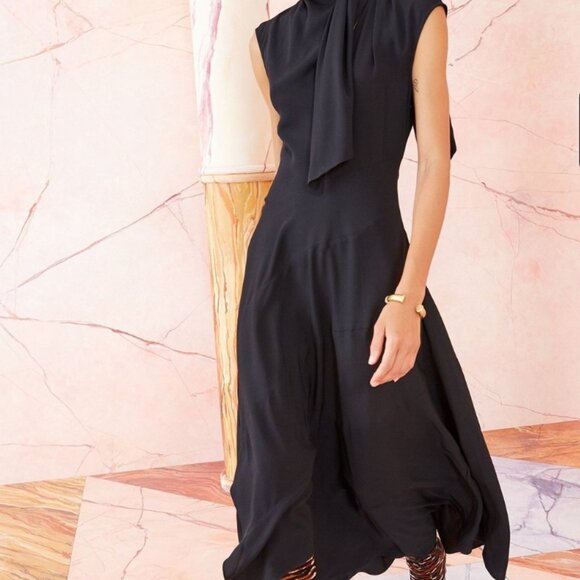 NWOT ULLA JOHNSON Leena Midi Dress in Noir S $545 - Picture 2 of 14